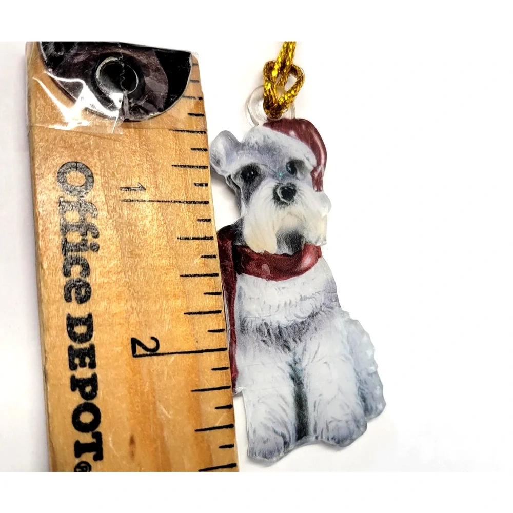 Schnauzer Dog Christmas Tree Ornament Santa Hat Scarf Holiday‎ Decor Hanging